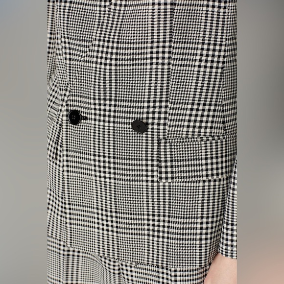 Club Monaco Black White Check Ginghams Double Breasted Collarless Blazer Jacket - Picture 8 of 13
